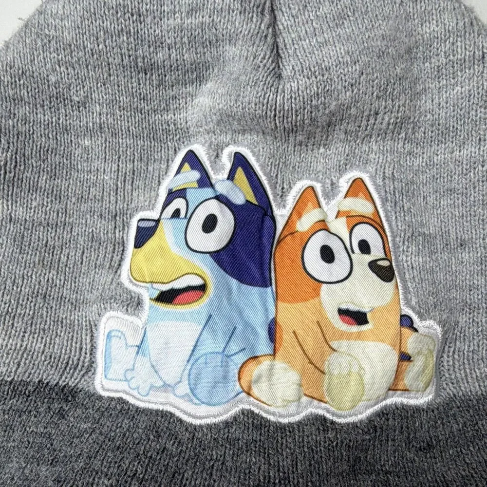Bluey Bingo Unisex Kids Knit Beanie Ear Flap Pom-Pom Hat Gray One Size